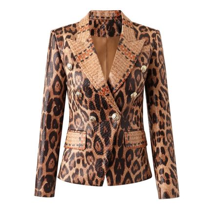 Spring Autumn Customized Fabric Best Quality Bargain Price Women Classic Leopaard Priting Slim Street Blazers Female Jackets